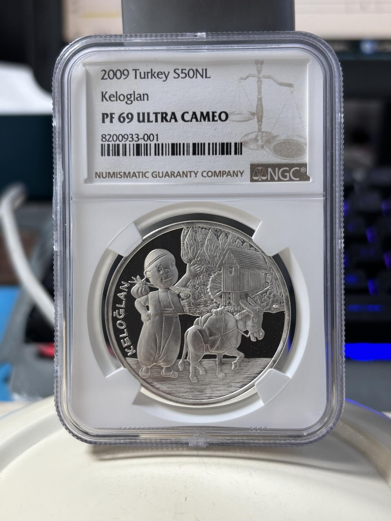 第190期拍卖 2009年土耳其小毛驴纪念银币NGC-PF69  36.8g,925