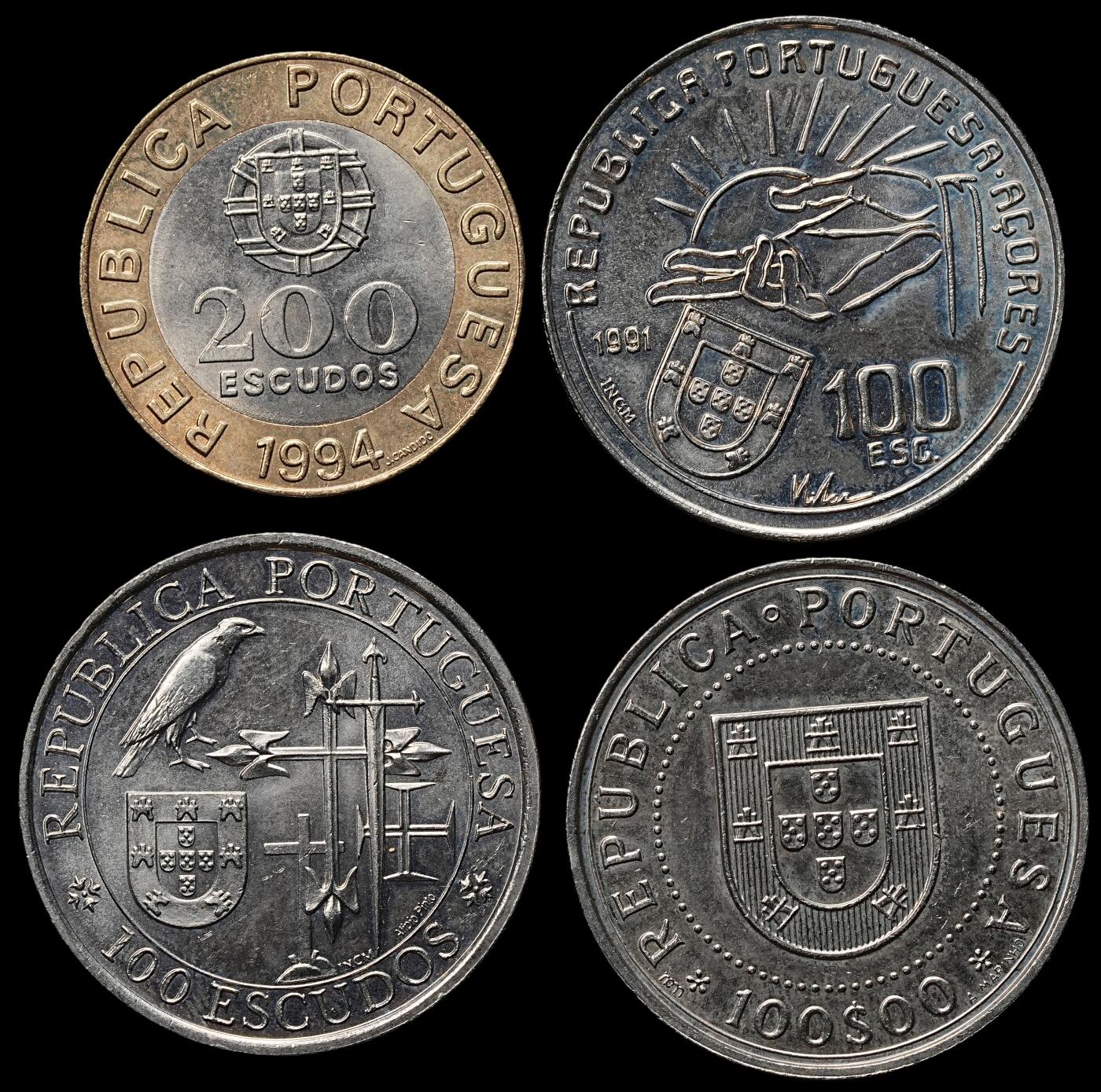 修遠堂世界钱币第103期 葡萄牙现代纪念币4枚