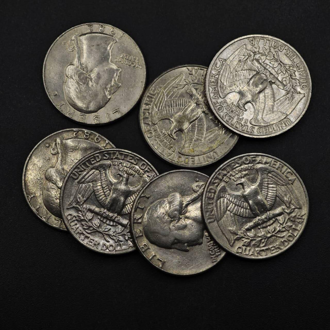 【淘币小摊】限时拍第八百五十八拍  散币场  满百包邮可预留两周  周一统一发货  美国25分7枚