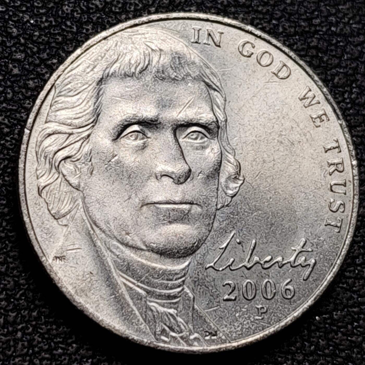 泉币菌-第180场- 精品福利场 美国2006年5美分纪念币 杰斐逊 及 故居蒙蒂塞洛庄园 21mm 