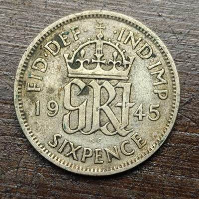 【春节前最后一拍，下一场3.3号】★第139加场★银币专场 不寄存，200包邮。不满200元，支付5元运费。《接受代拍 代送NGC评级》 - 125【无寄存】英国 1945年 6便士 银币