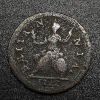 【淘币小摊】限时拍第八百六十拍  老铜币场  满百包邮可预留两周  周一统一发货  - 英国1722年乔治一世法新铜币