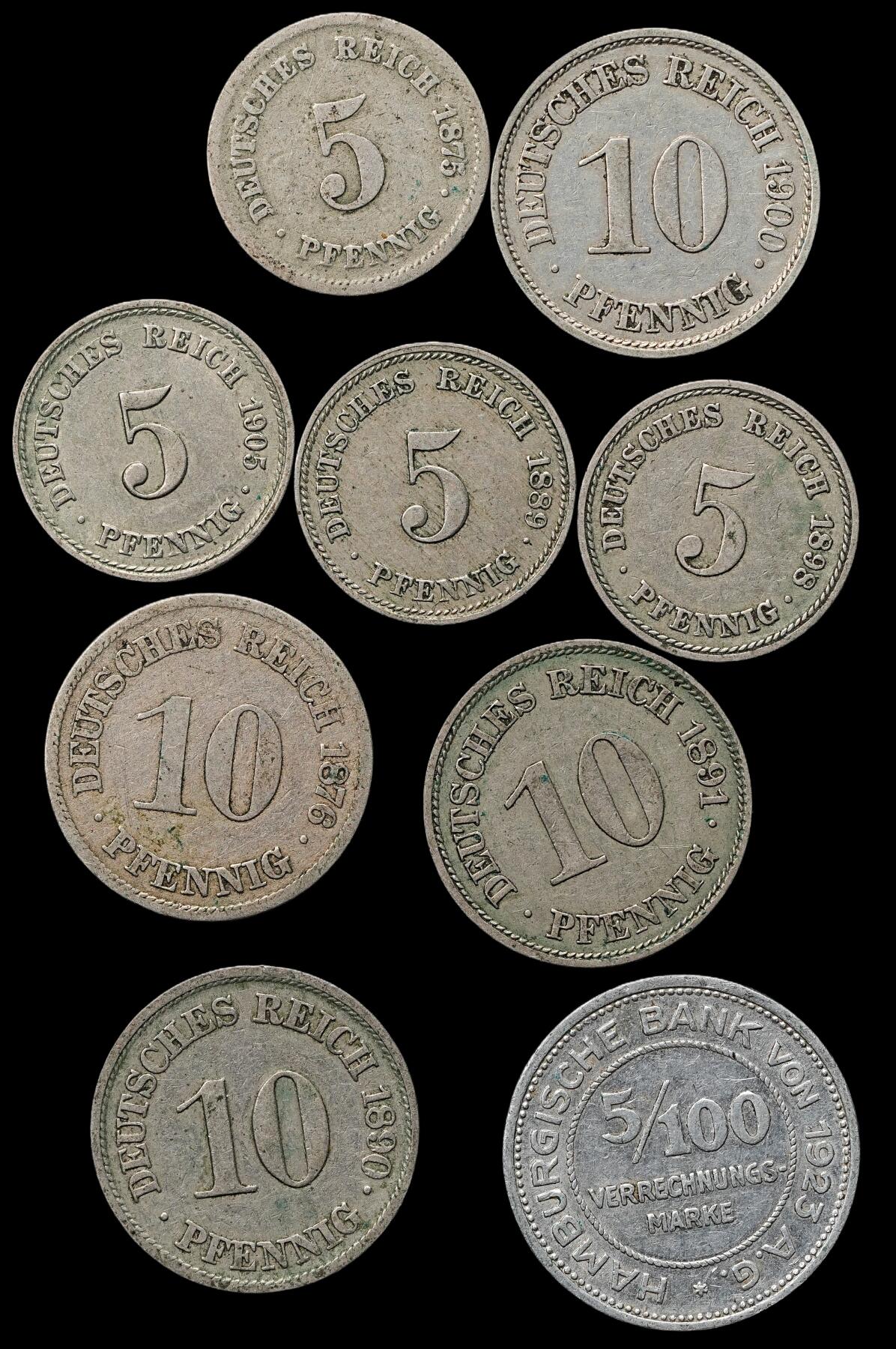 修遠堂世界钱币第103期 德国旧钱币一组