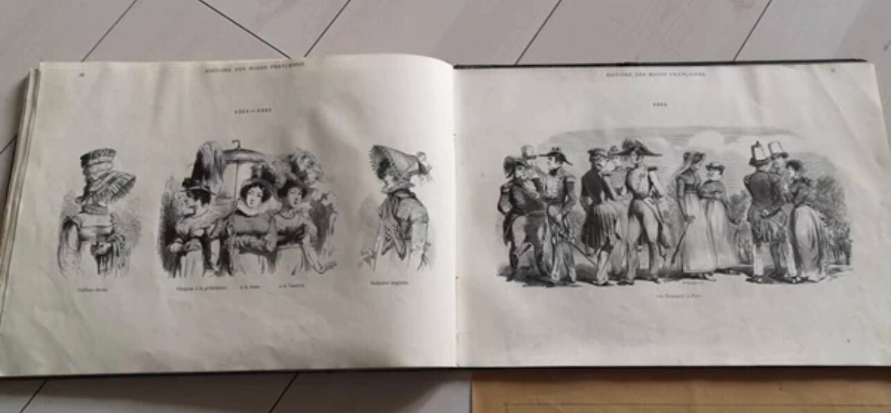 欧洲19世纪法国时尚男女服装设计原版画册老图册书（接受交换朝鲜勋章奖章）