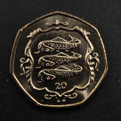 【淘币小摊】限时拍第八百五十八拍  散币场  满百包邮可预留两周  周一统一发货  - 马恩岛1988年三鱼20便士镍币