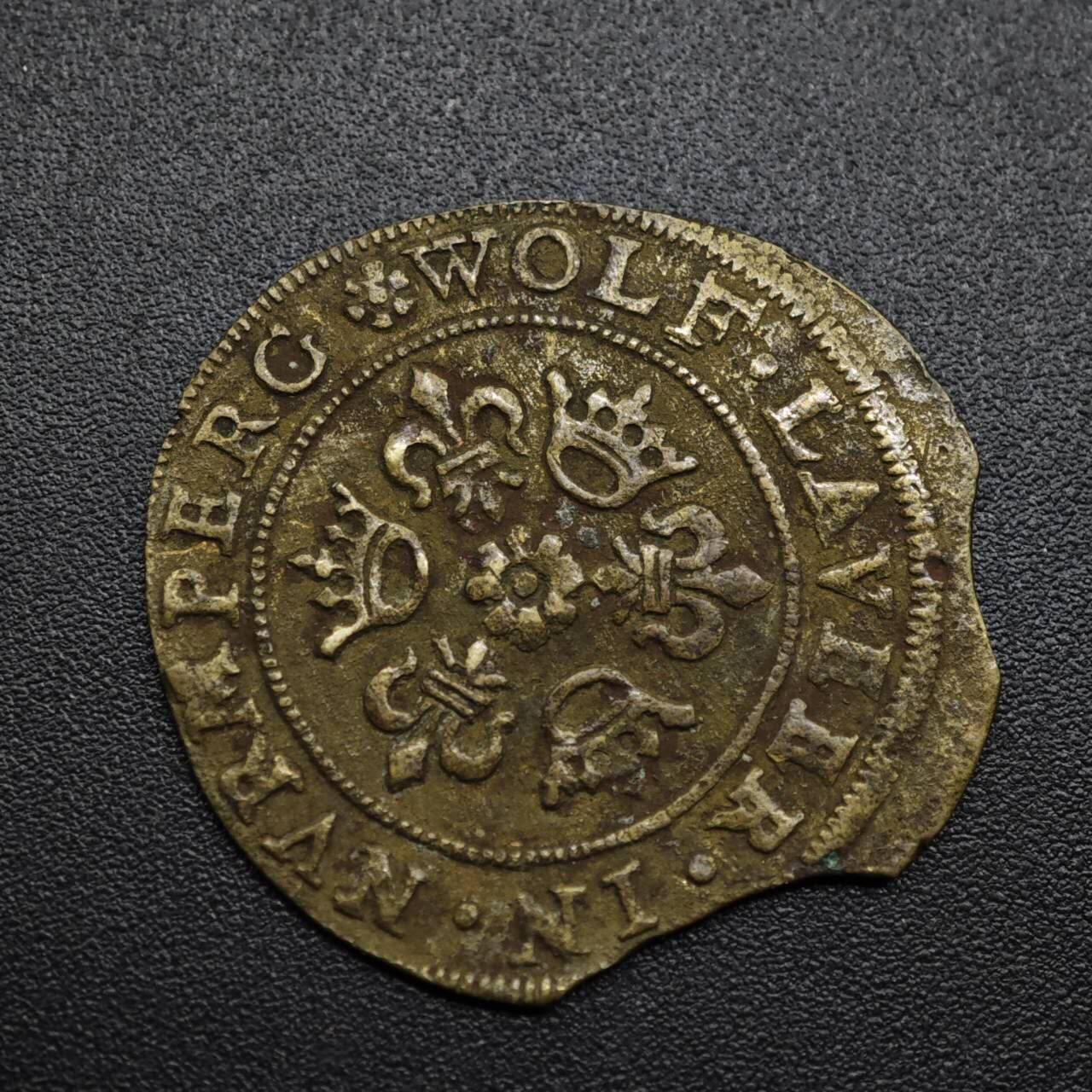 【淘币小摊】限时拍第八百六十拍  老铜币场  满百包邮可预留两周  周一统一发货  法国里昂货币兑换商Wolf La Vielle（沃尔夫·拉维耶勒）铜币代币