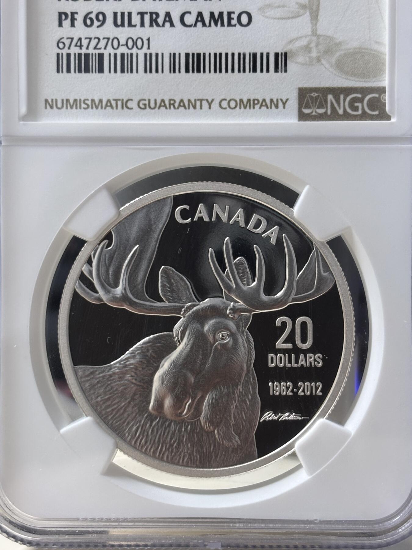 第190期拍卖 2012年加拿大驼鹿纪念银币NGC-PF69，  31.105g,999银