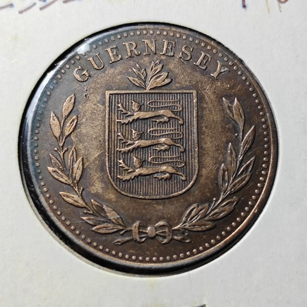 KK钱币收藏小铺  第398期 百期特拍（四拍之二） 2月预留时间 周末发货  1914根西8道布铜币