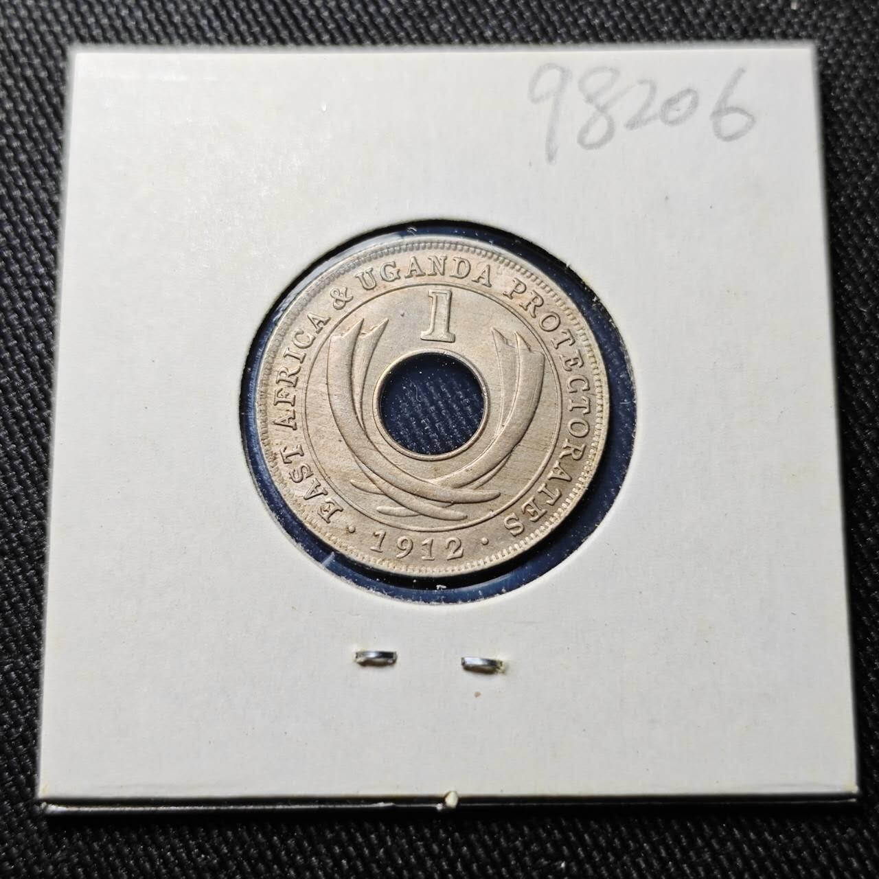 KK钱币收藏小铺  第398期 百期特拍（四拍之二） 2月预留时间 周末发货  1912英属东非&乌干达保护地1分 镍币 MS品可评级