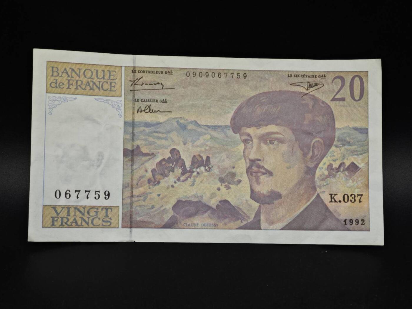 【淘币小摊】实时拍第八百五十九拍   无佣金福利纸币场   满百包邮可预留二周 每周一统一发货   法国20法郎纸币【有折】