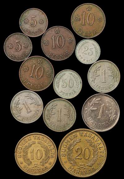 修遠堂世界钱币第103期 - 芬兰旧钱币一组