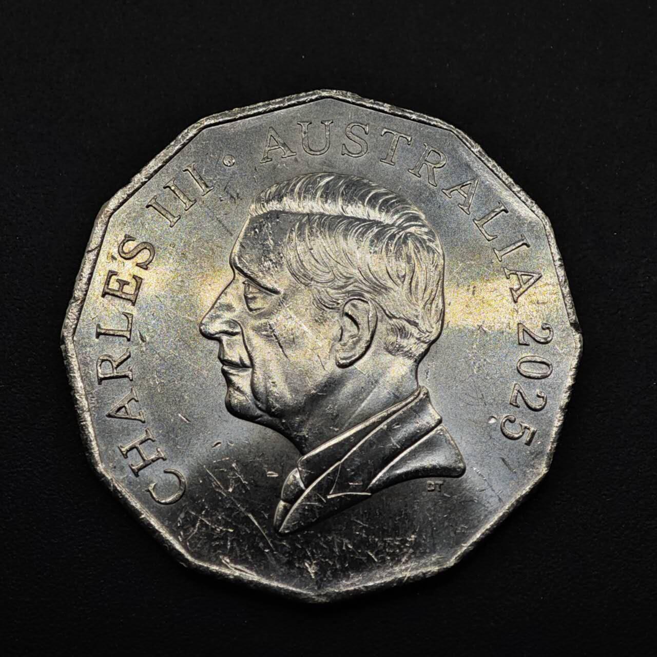 【淘币小摊】限时拍第八百五十八拍  散币场  满百包邮可预留两周  周一统一发货  澳大利亚2025年查尔斯三世50分镍币