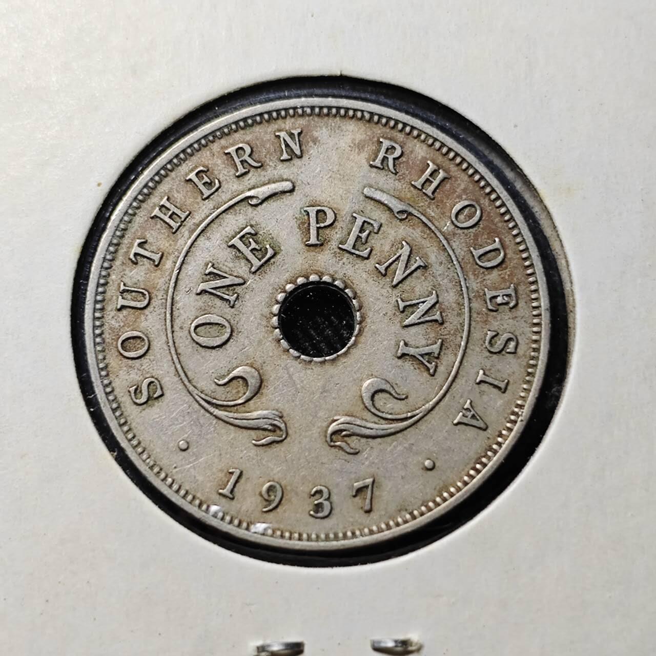 KK钱币收藏小铺  第398期 百期特拍（四拍之二） 2月预留时间 周末发货  1937英属南罗得西亚1便士镍币 乔六