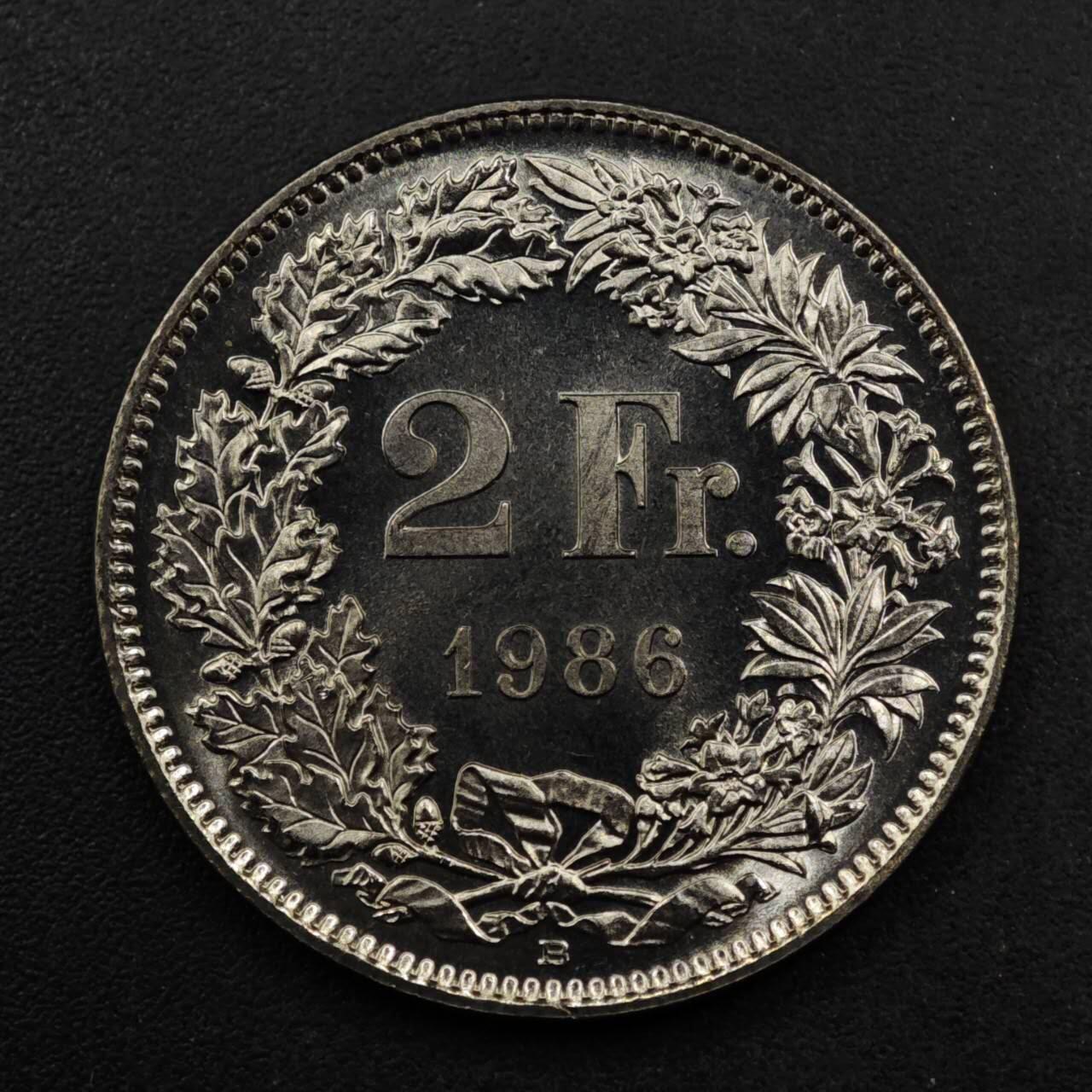 【淘币小摊】限时拍第八百五十八拍  散币场  满百包邮可预留两周  周一统一发货  瑞士1986年2法郎镍币