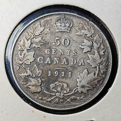 KK钱币收藏小铺  第398期 百期特拍（四拍之二） 2月预留时间 周末发货 - 1911加拿大50分乔五银币 高银 