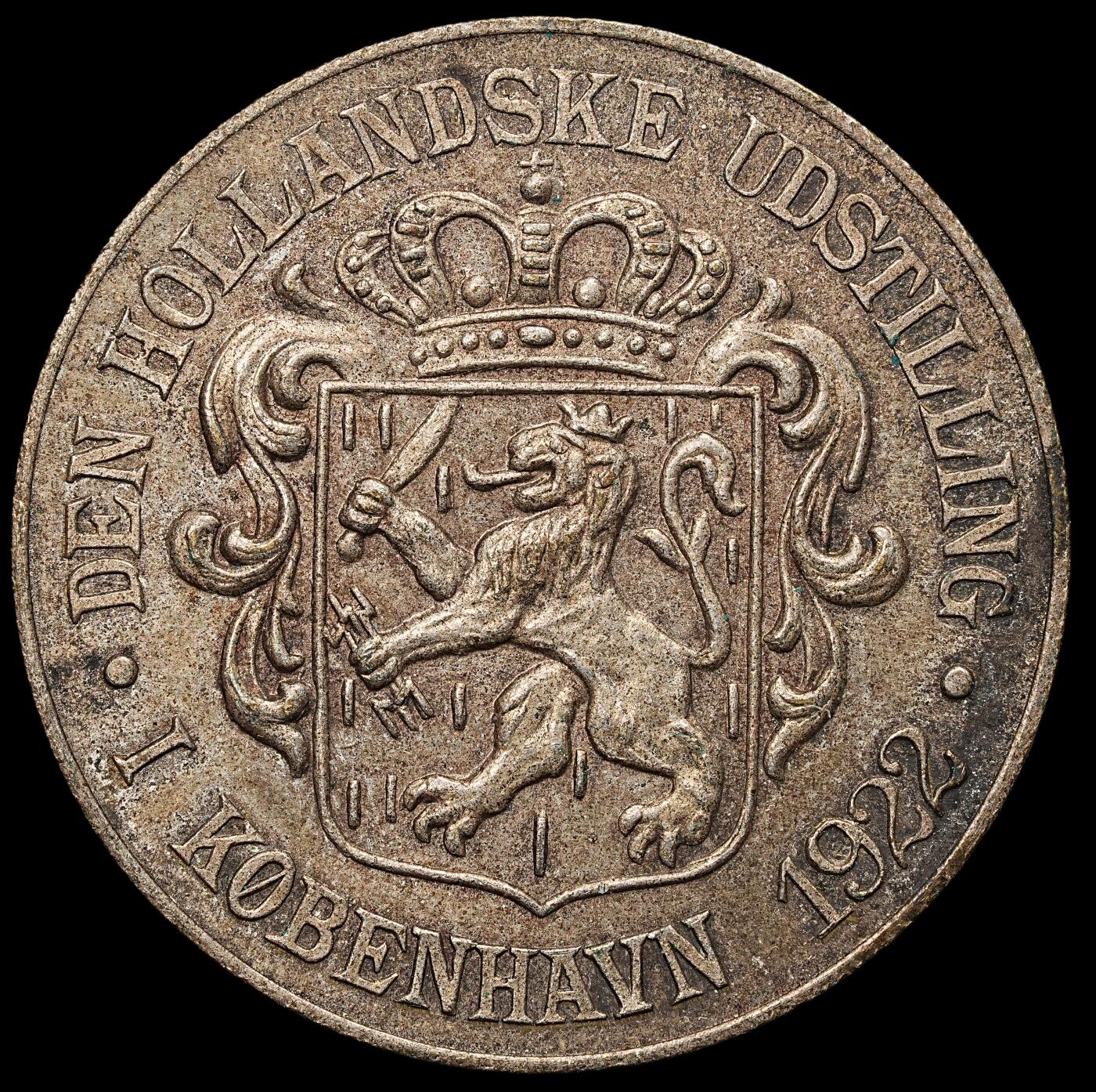 修遠堂世界钱币第103期 1922年丹麦哥本哈根荷兰展览会纪念章，32.06mm，12.89g