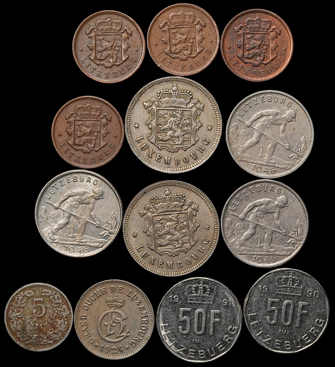 修遠堂世界钱币第103期 卢森堡旧钱币 第二组