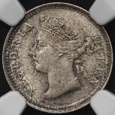 修遠堂世界钱币第103期 - NGC MS64 1886年香港五仙银币，纸袋包浆，SBP63分成交价840美金