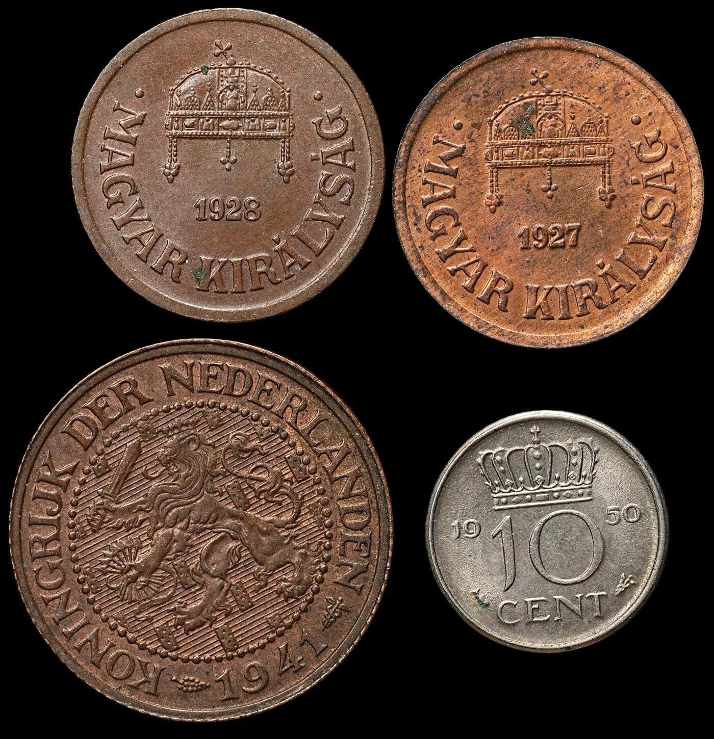 修遠堂世界钱币第103期 匈牙利-荷兰钱币4枚，未流通