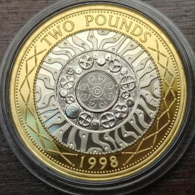 【春节前最后一拍，下一场3.3号】★第139加场★银币专场 不寄存，200包邮。不满200元，支付5元运费。《接受代拍 代送NGC评级》 - 119【无寄存】英国 1998年 双色币 2磅 银币