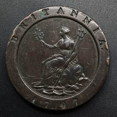 【淘币小摊】限时拍第八百六十拍  老铜币场  满百包邮可预留两周  周一统一发货  - 英国1797年乔治三世车轮二便士大铜币