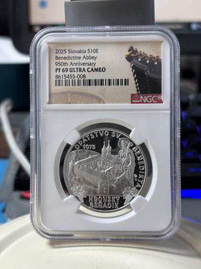 第190期拍卖 - 2025年斯洛伐克修道院950年纪念银币NGC-PF69 18g，900银