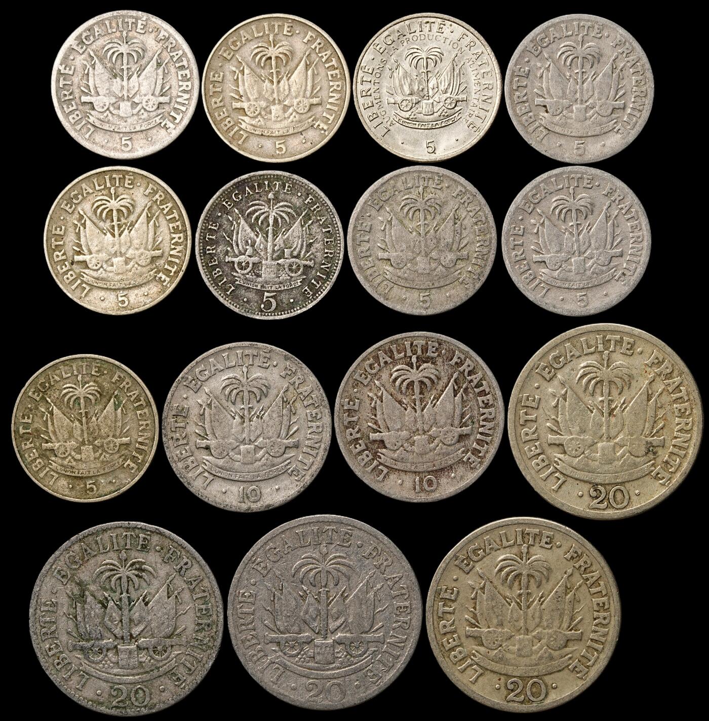 修遠堂世界钱币第103期 海地旧钱币一组