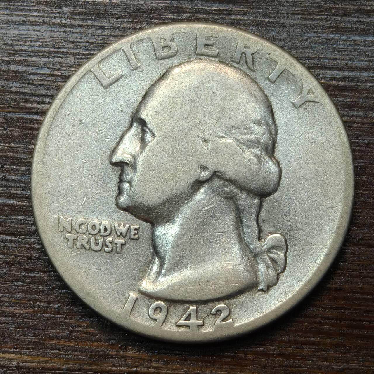 【春节前最后一拍，下一场3.3号】★第139加场★银币专场 不寄存，200包邮。不满200元，支付5元运费。《接受代拍 代送NGC评级》 32【无寄存】美国 1942年 1/4元 银币