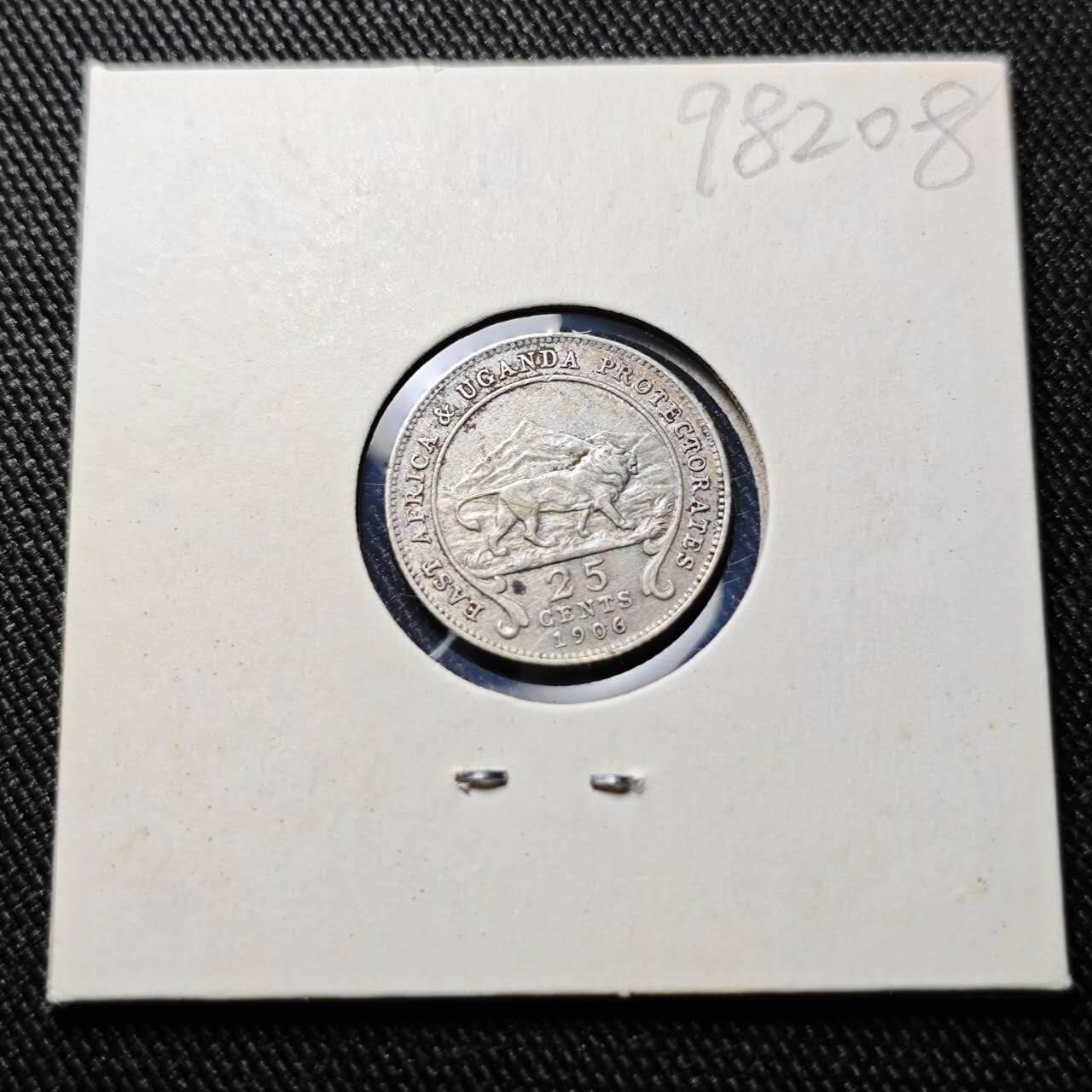 KK钱币收藏小铺  第398期 百期特拍（四拍之二） 2月预留时间 周末发货  1906英属东非爱七25分银币