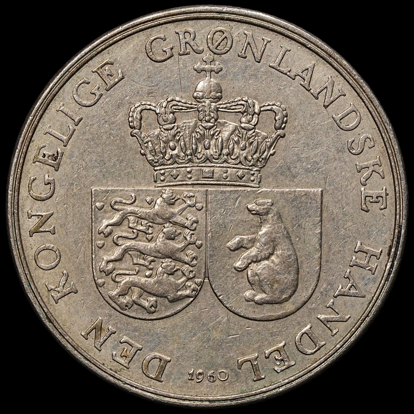 修遠堂世界钱币第103期 1960年皇家格陵兰贸易公司1克朗