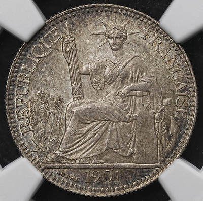 修遠堂世界钱币第103期 - NGC MS64 1901年法属印支坐人10分银币