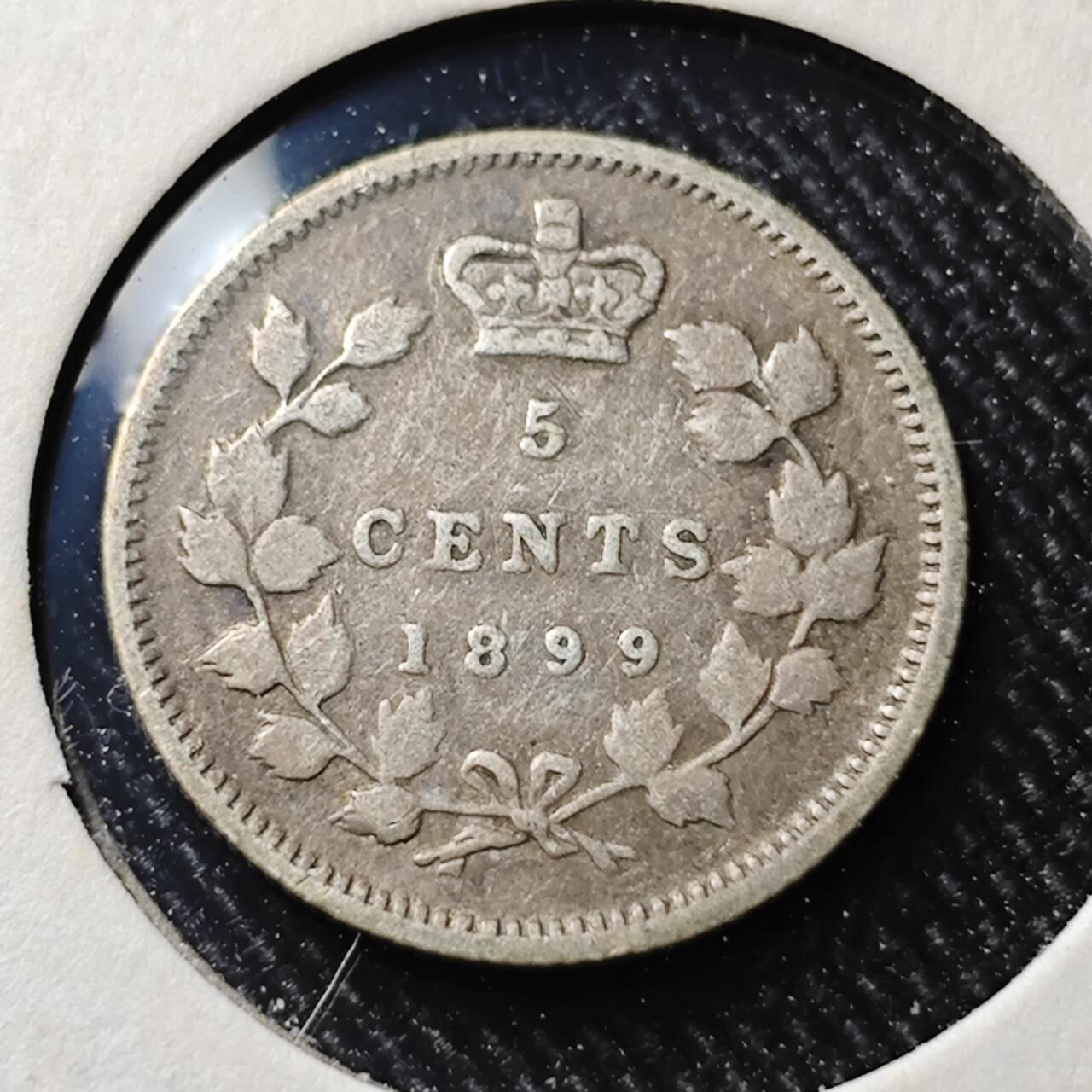 KK钱币收藏小铺  第398期 百期特拍（四拍之二） 2月预留时间 周末发货 1899英属加拿大维多利亚女王5分银币 