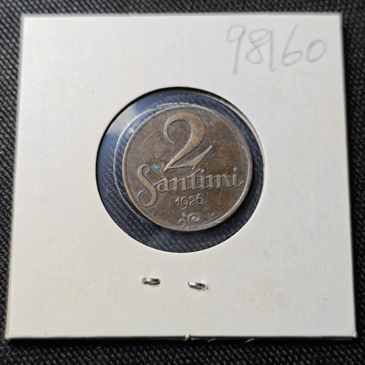 KK钱币收藏小铺  第398期 百期特拍（四拍之二） 2月预留时间 周末发货  1926拉脱维亚2分铜币 