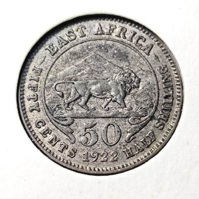 KK钱币收藏小铺  第398期 百期特拍（四拍之二） 2月预留时间 周末发货 -  1922英属东非乔五50分银币