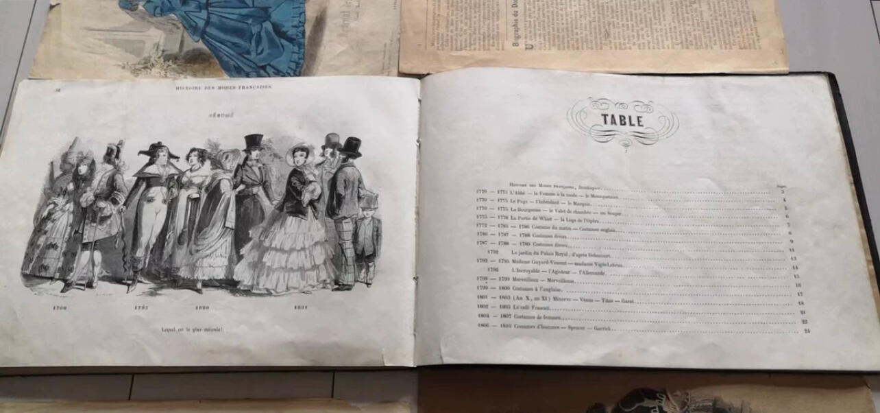 欧洲19世纪法国时尚男女服装设计原版画册老图册书（接受交换朝鲜勋章奖章）