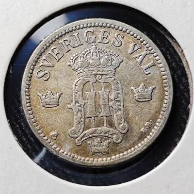 KK钱币收藏小铺  第398期 百期特拍（四拍之二） 2月预留时间 周末发货 -  1907瑞典25欧尔银币