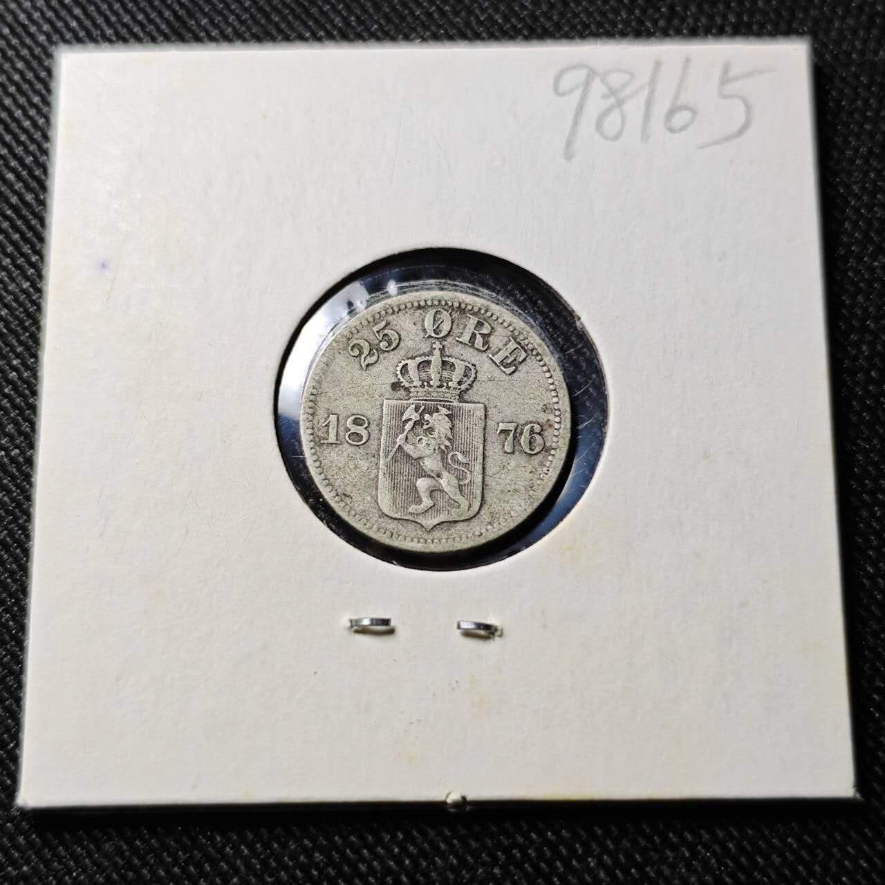 KK钱币收藏小铺  第398期 百期特拍（四拍之二） 2月预留时间 周末发货  1876挪威25欧尔银币