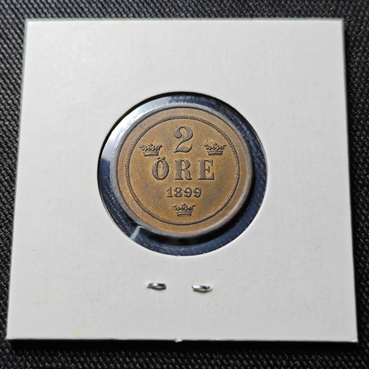 KK钱币收藏小铺  第398期 百期特拍（四拍之二） 2月预留时间 周末发货  1899瑞典2欧尔铜币