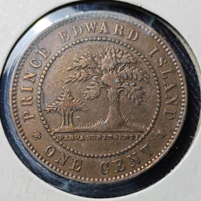 KK钱币收藏小铺  第398期 百期特拍（四拍之二） 2月预留时间 周末发货 -  1871 加拿大爱德华王子岛1分 少见地区 维多利亚头像 橡树图案