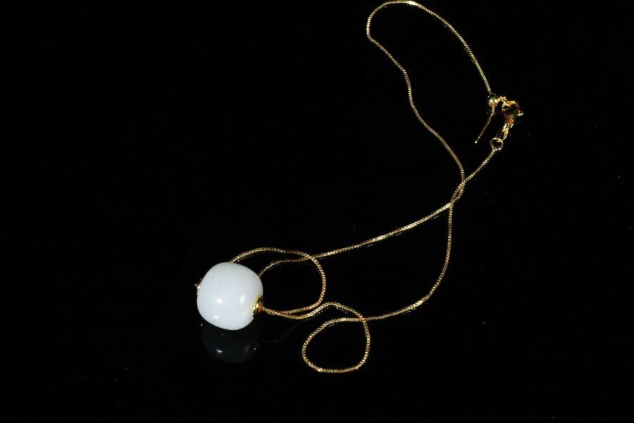 上海都达杂项专场十八（全场包邮） 天然金丝玉单珠项链附鉴定证书