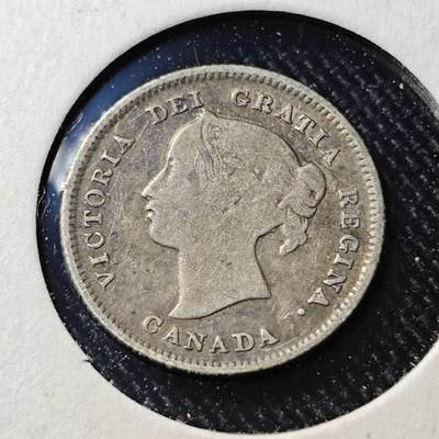 KK钱币收藏小铺  第398期 百期特拍（四拍之二） 2月预留时间 周末发货 - 1899英属加拿大维多利亚女王5分银币 