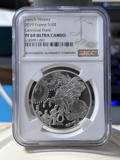 第190期拍卖 - 法国2019年拿破仑诞辰250周年10欧银币NGC-PF69，900银，22.2克