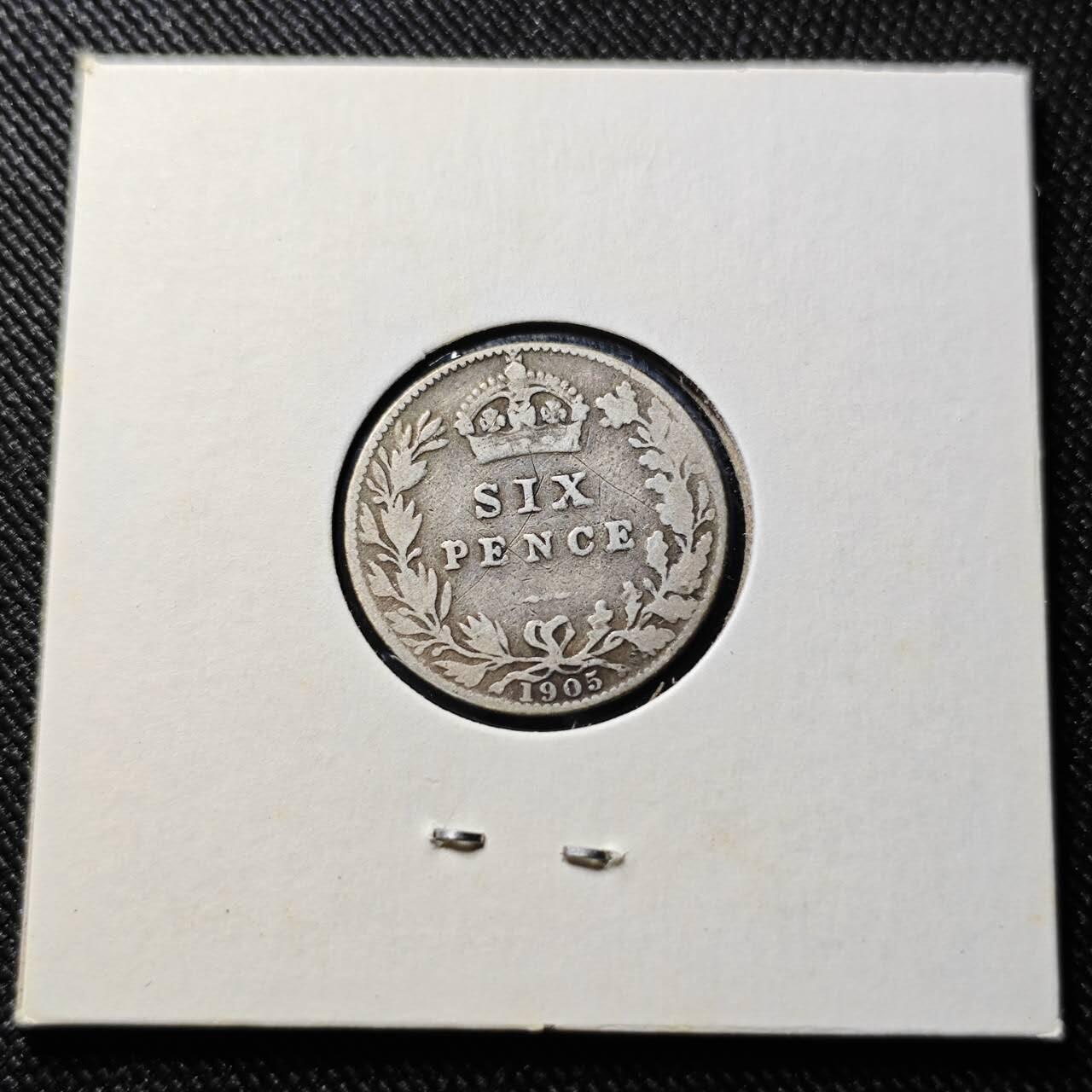 KK钱币收藏小铺  第398期 百期特拍（四拍之二） 2月预留时间 周末发货  1905英国爱七6便士银币