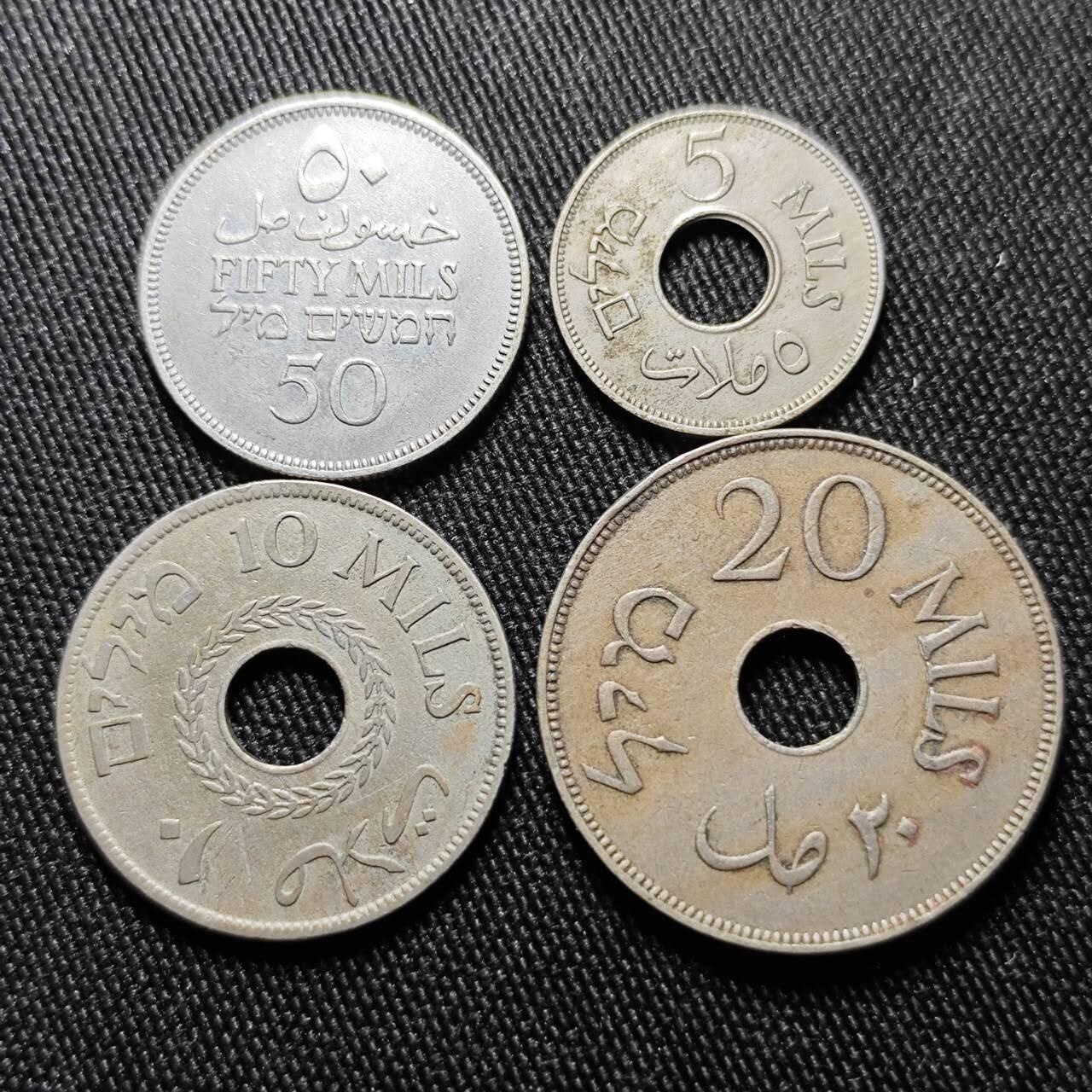 KK钱币收藏小铺  第398期 百期特拍（四拍之二） 2月预留时间 周末发货  巴勒斯坦大小面值一组8枚 含银币镍币铜币！