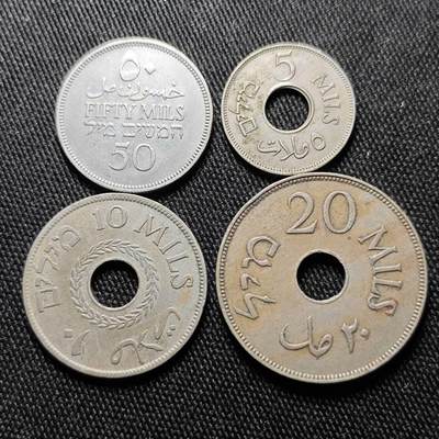 KK钱币收藏小铺  第398期 百期特拍（四拍之二） 2月预留时间 周末发货 -  巴勒斯坦大小面值一组8枚 含银币镍币铜币！