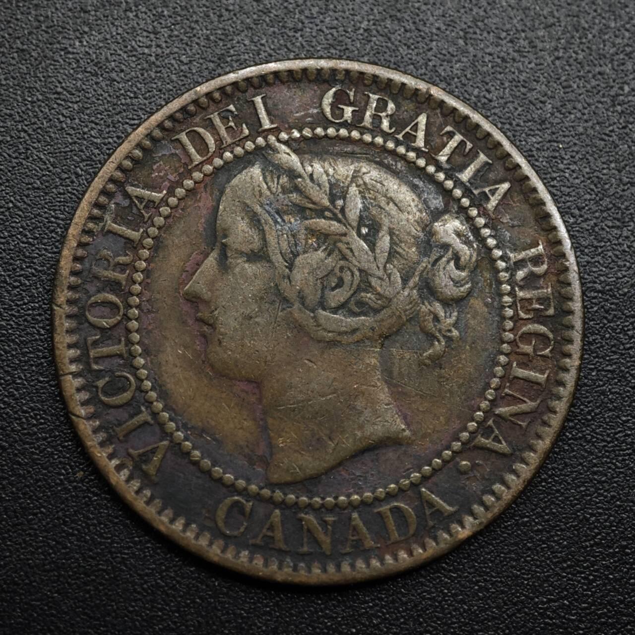 【淘币小摊】限时拍第八百六十拍  老铜币场  满百包邮可预留两周  周一统一发货  加拿大1859年维多利亚一分铜币