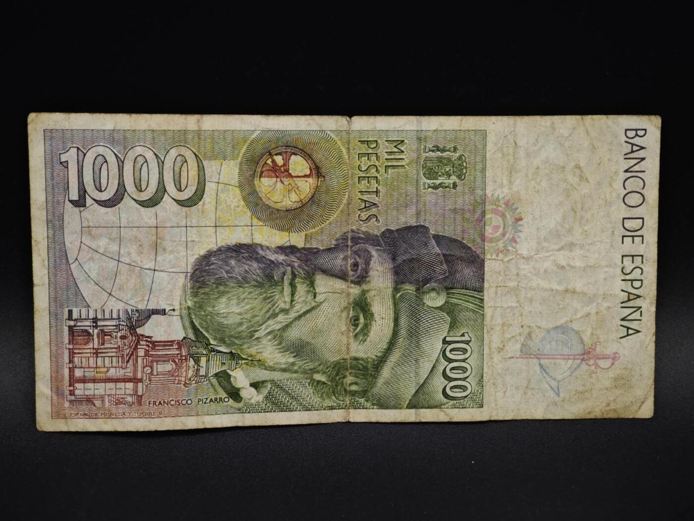 【淘币小摊】实时拍第八百五十九拍   无佣金福利纸币场   满百包邮可预留二周 每周一统一发货   西班牙1000比赛塔纸币【有折】