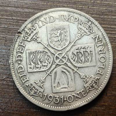 【春节前最后一拍，下一场3.3号】★第139加场★银币专场 不寄存，200包邮。不满200元，支付5元运费。《接受代拍 代送NGC评级》 - 85【无寄存】英国 乔五 1931年 1佛罗林 银币