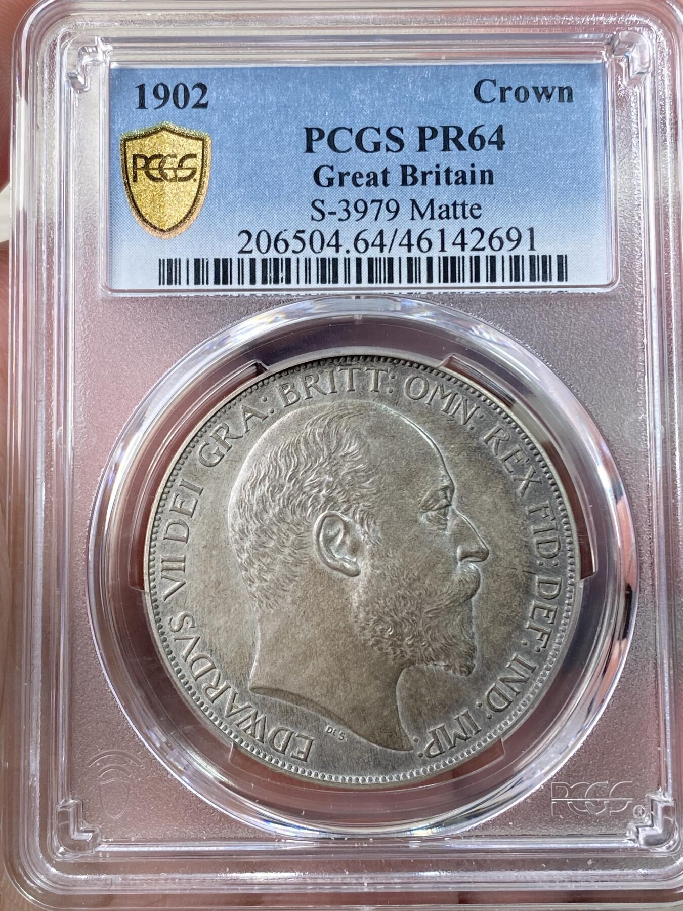 万国钱币拍卖第060期（万国六十期纪念大拍） PCGS PR64 1902英国爱德华七世精制马剑克朗 MATTE哑光工艺 原盒天鹅绒包浆环绕 极美素描质感 典藏级品质