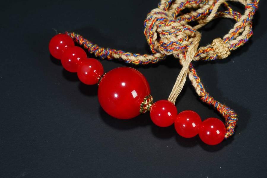 上海都达杂项专场十八（全场包邮） 天然红玛瑙锁骨链挂件 附鉴定证书